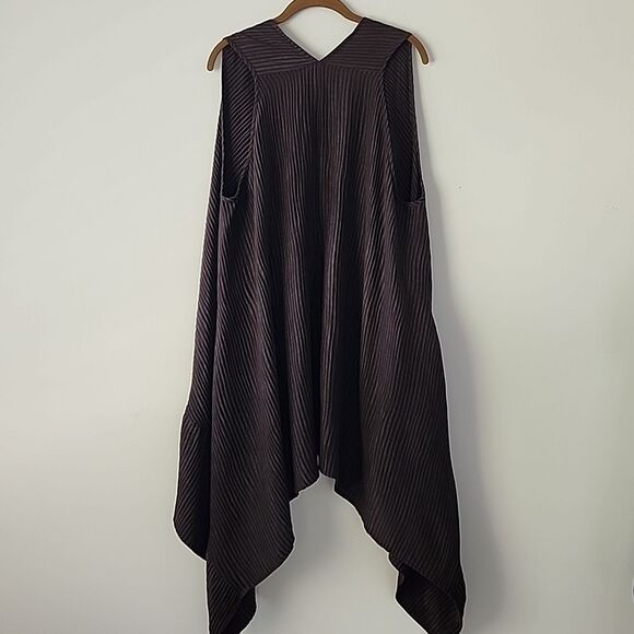Planet by Lauren G Brown Ribbed Linen Lagenlook Waterfall Sleeveless Cardigan OS - Picture 8 of 10